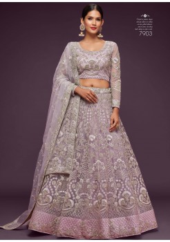 Purple Soft Net Lehenga